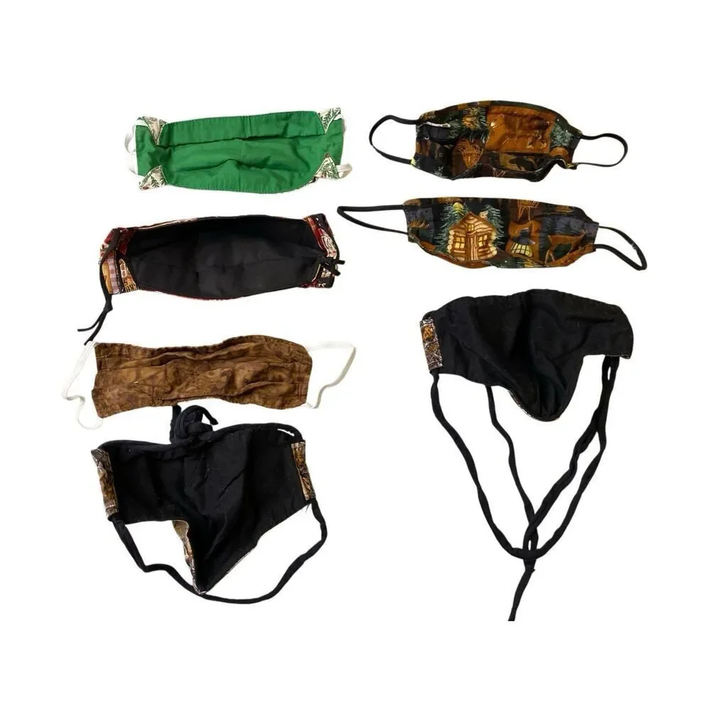 Handmade Fabric Face Masks Hunting Cabin BBQ Reusable Lot Of 7 Work Workwear
